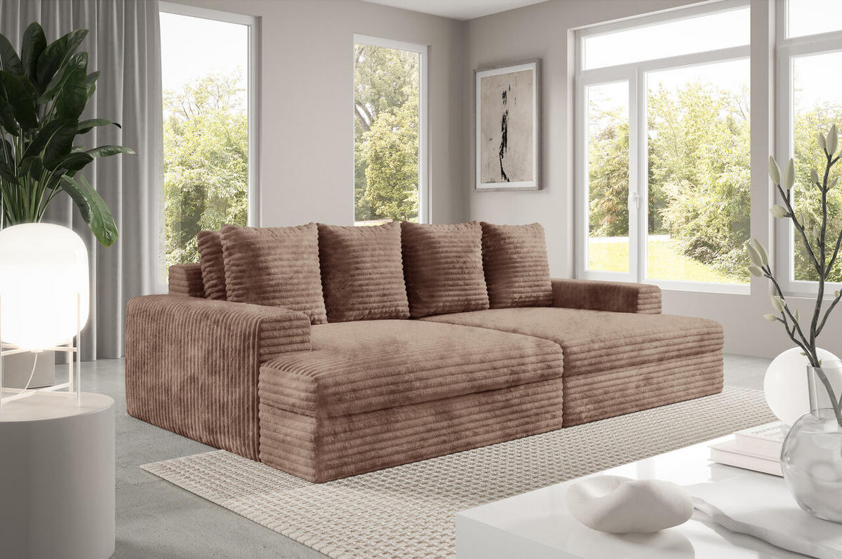 SCHLAFSOFA Premium Extra Komfort Beige - Beige/Schwarz, Holz/Holzwerkstoff (272/42/167cm) - Furnisell