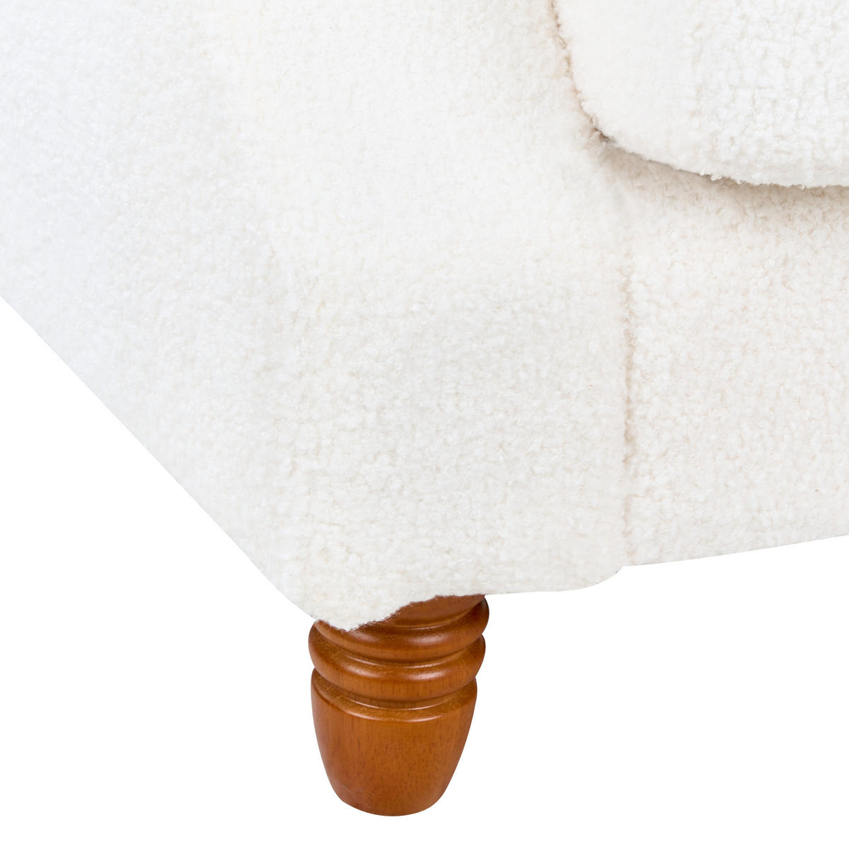 3-SITZER-SOFA Bouclé cremeweiß Eike - Dunkelbraun/Weiß, Textil (229/82/102cm) - Beliani