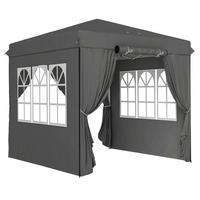 FALTPAVILLON 250/250/268 cm höhenverstellbar mit 4 Seitenteilen, UV-Schutz und Rolltasche aus Polyester, Dunkelgrau - Dunkelgrau, Textil (250/268/250cm) - Redom