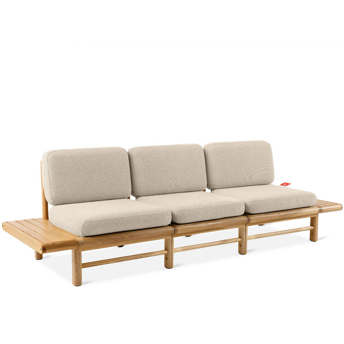 GARTENSOFA ATREDA 3-Sitzer, mit beideseitig Ablagen - Creme, Holz/Textil (260/74/80cm) - KONSIMO®