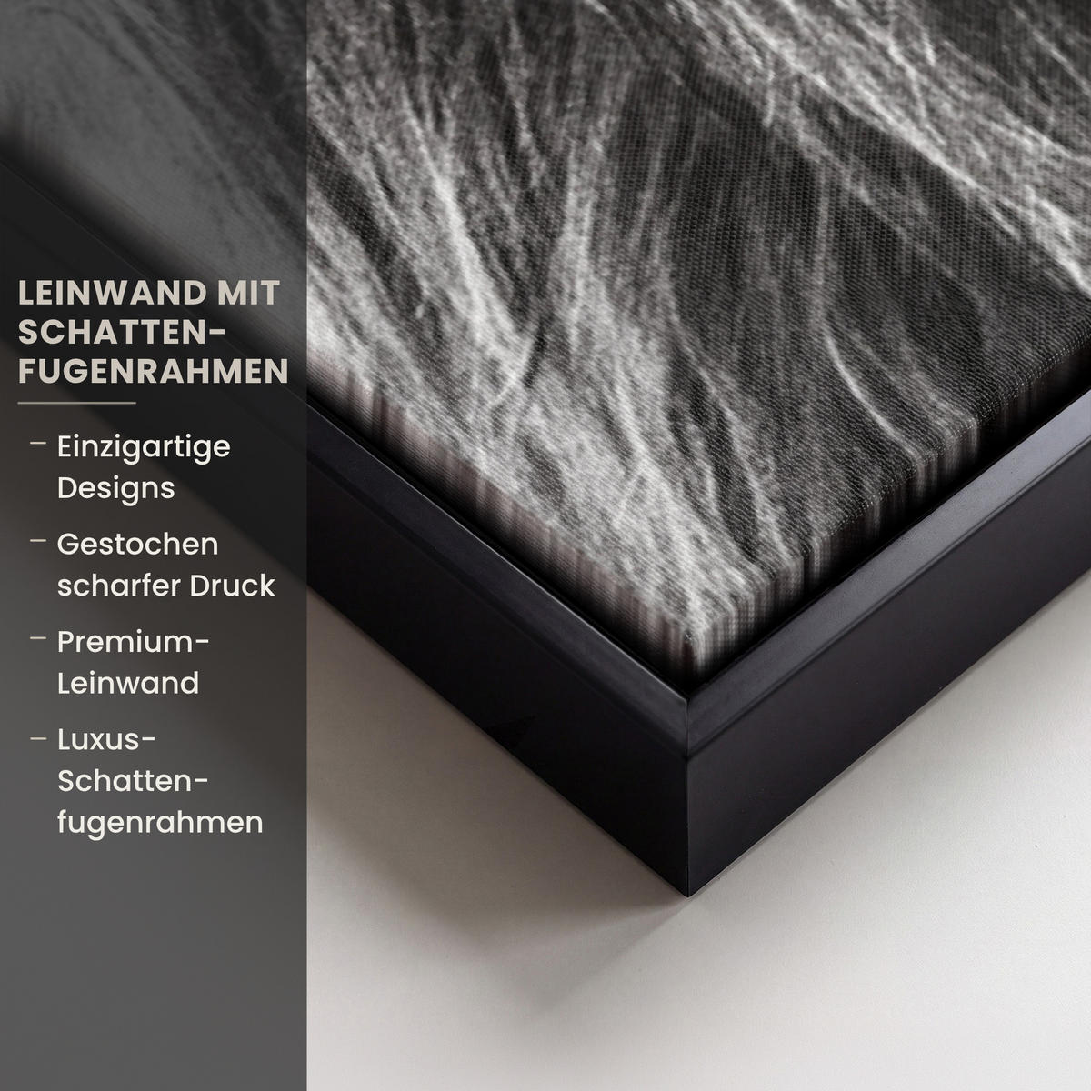 LEINWAND Bilder mit Rahmen - Kuh - Schottischer Hochländer - Schwarz - Weiß - Tier - Natur - Wildtiere - 60x90 - Schwarz, Textil (60/90cm) - MuchoWow