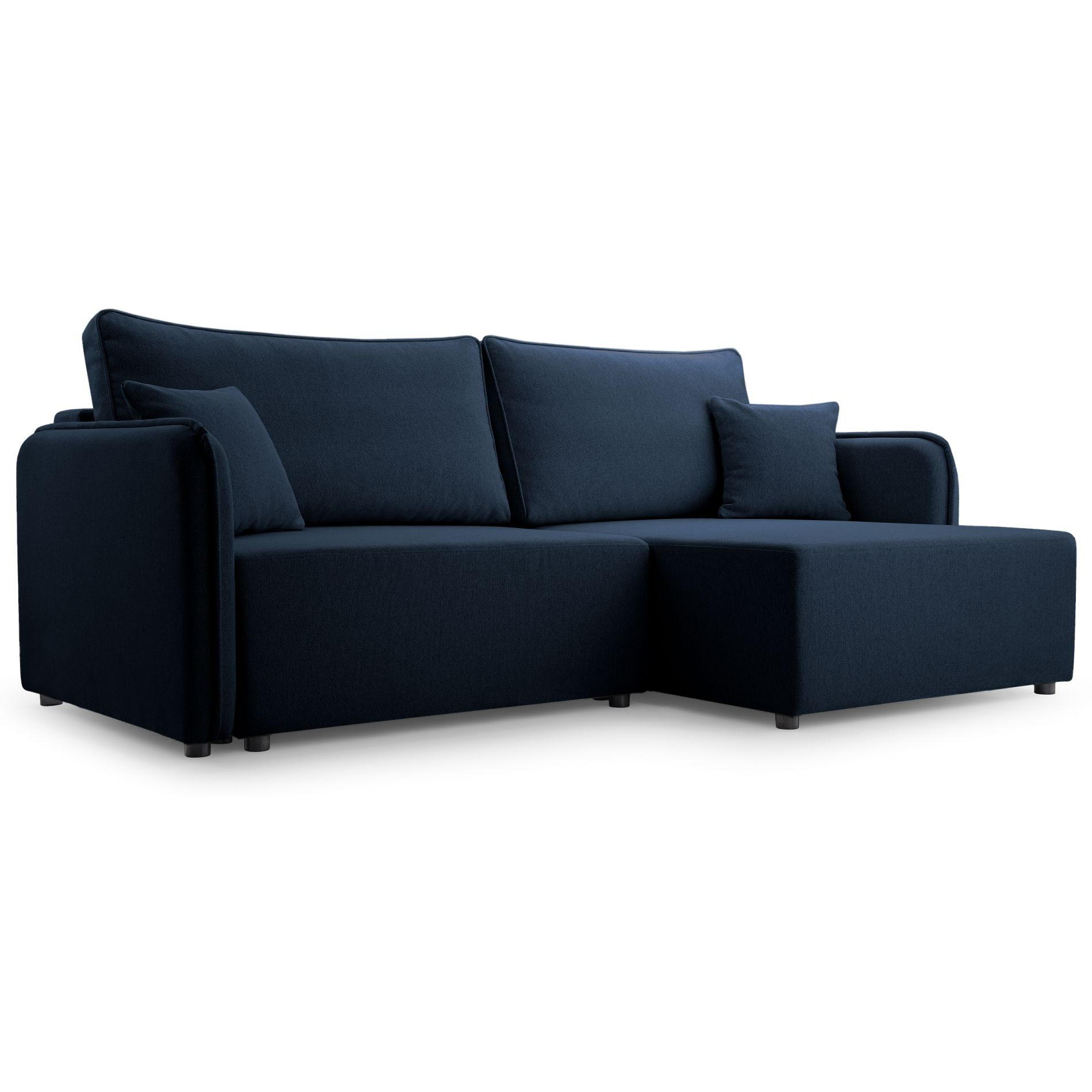 ECKSOFA Kassian, Marineblau Strukturstoff, rechtsseitig - Schwarz/Dunkelblau, Kunststoff/Textil (227/147cm) - Selsey