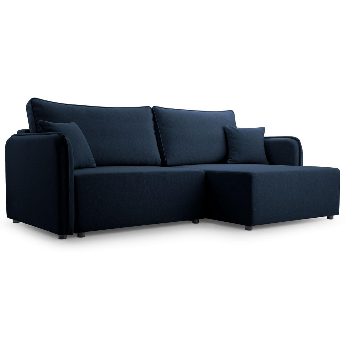 ECKSOFA Kassian, Marineblau Strukturstoff, rechtsseitig - Schwarz/Dunkelblau, Kunststoff/Textil (227/147cm) - Selsey