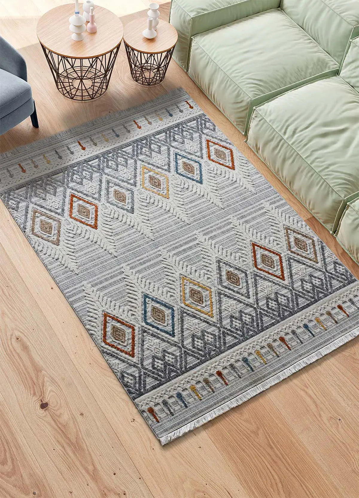 WEBTEPPICH Mehrfarbig Broadway 155/230 cm - Multicolor/Grau, Naturmaterialien/Textil (155/230cm) - Atticgo