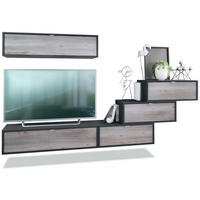 WOHNWAND Lana Fronten in Eiche Nordic - Silbereichenfarben, Holzwerkstoff (275/180/37cm) - Vladon