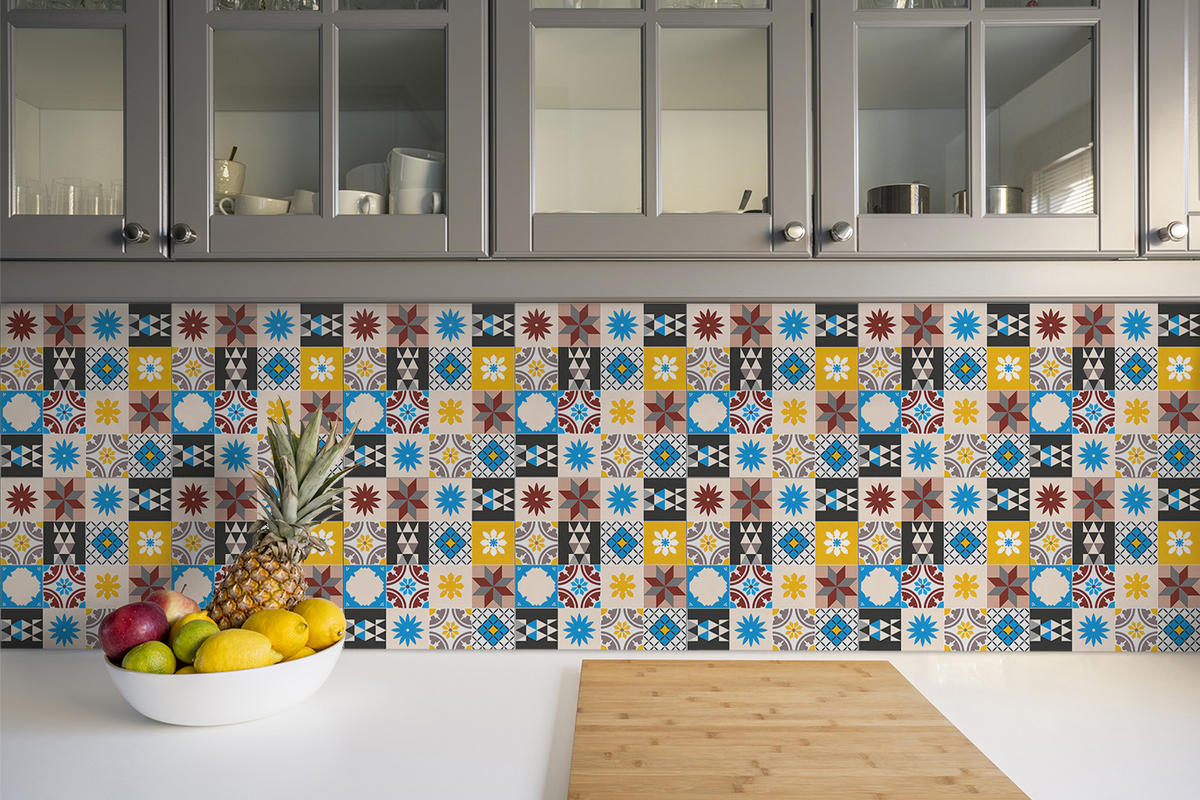 FLIESENAUFKLEBER 9 Stück 30x30 cm selbstklebend Orientalisches Mosaik - Multicolor, Textil (30/1.6/30cm) - TULUP