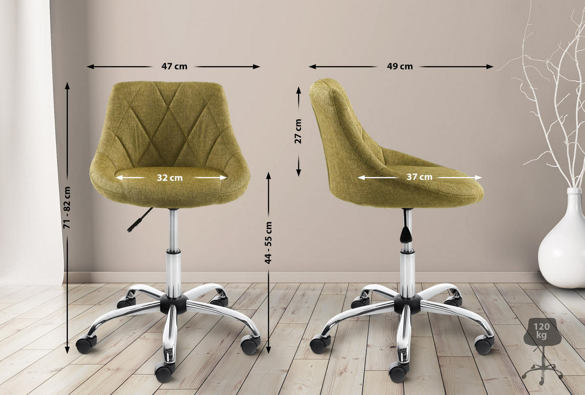 HOCKER Stoff grün - Chromfarben/Grün, Textil/Metall (47/71/49cm) - CLP