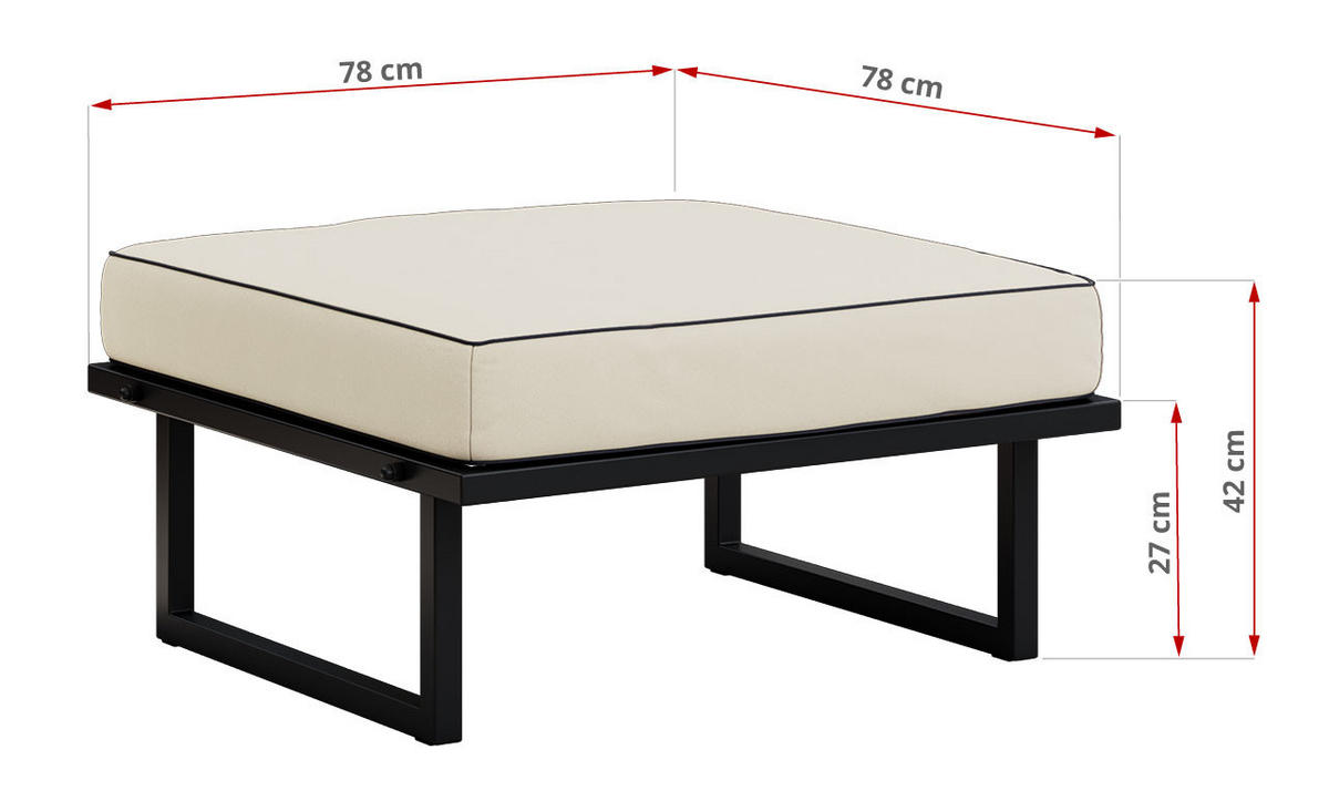 GARTENMÖBEL-SET ELBA:  1x Tisch, 1x Ecksofa, 1x Hocker - Beige - Beige, Textil - MKS
