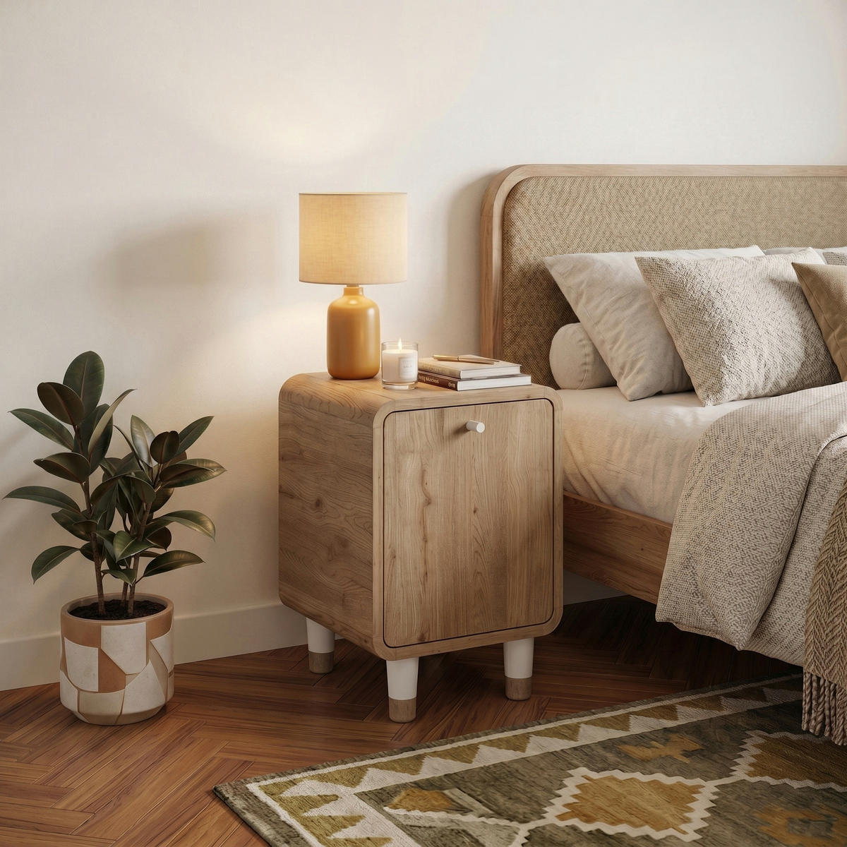 NACHTTISCH Doro Eiche natur 35,3/34/51 cm - Sandfarben/Naturfarben, Holzwerkstoff/Kunststoff (35.3/51/34cm) - Decortie
