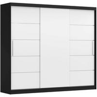 SCHWEBETÜRENSCHRANK Alba Schwarz/Weiß, ohne Spiegel und ohne LED Beleuchtung 250 cm - Alufarben/Schwarz, Holzwerkstoff/Kunststoff (250/218/61cm) - imoebel24