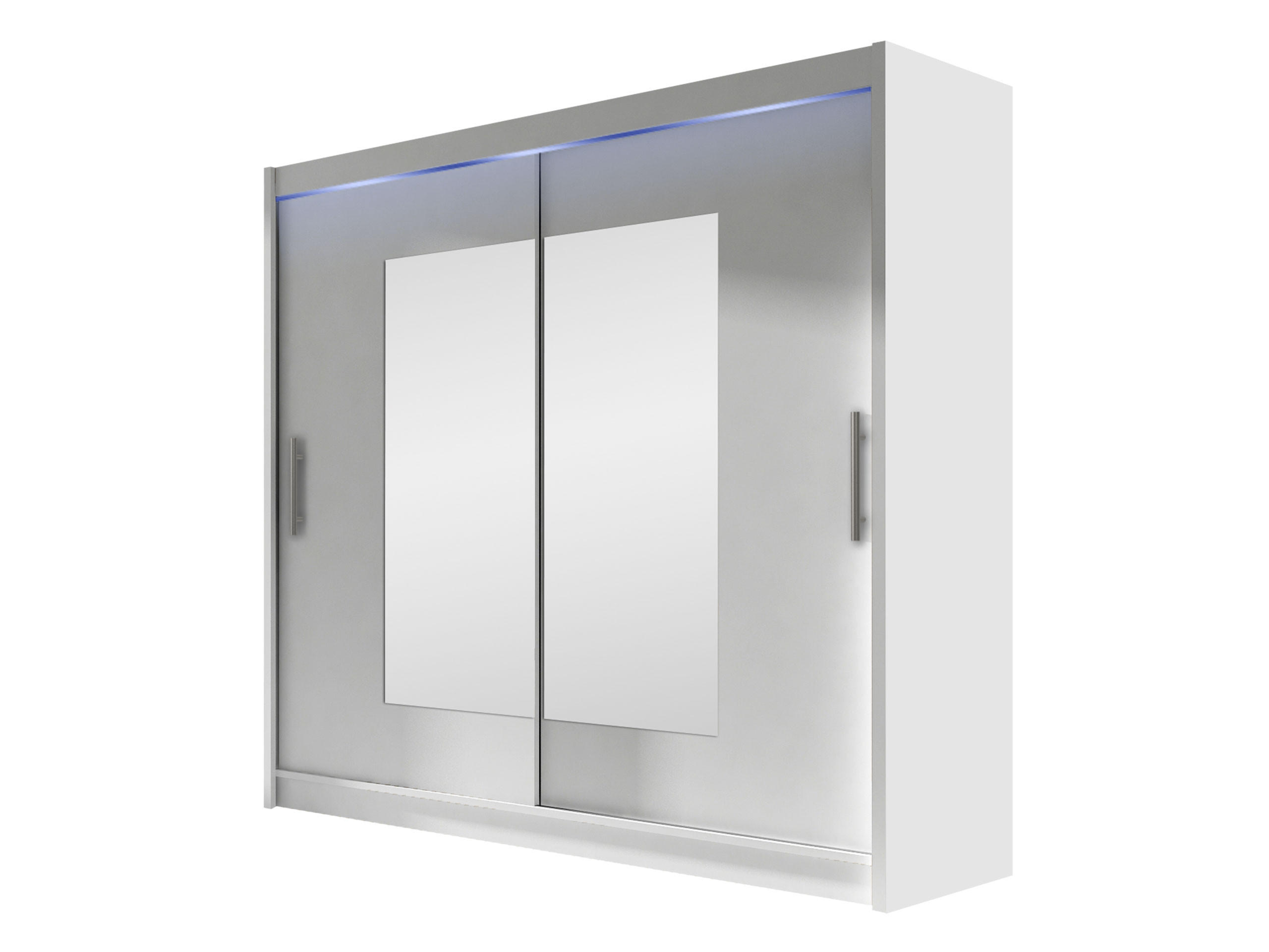 KLEIDERSCHRANK London VII, mit RGB LED Beleuchtung - Silberfarben/Weiß, Holzwerkstoff/Kunststoff (180/215/58cm) - MIRJAN24