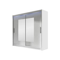 KLEIDERSCHRANK London VII, mit RGB LED Beleuchtung - Silberfarben/Weiß, Holzwerkstoff/Kunststoff (180/215/58cm) - MIRJAN24