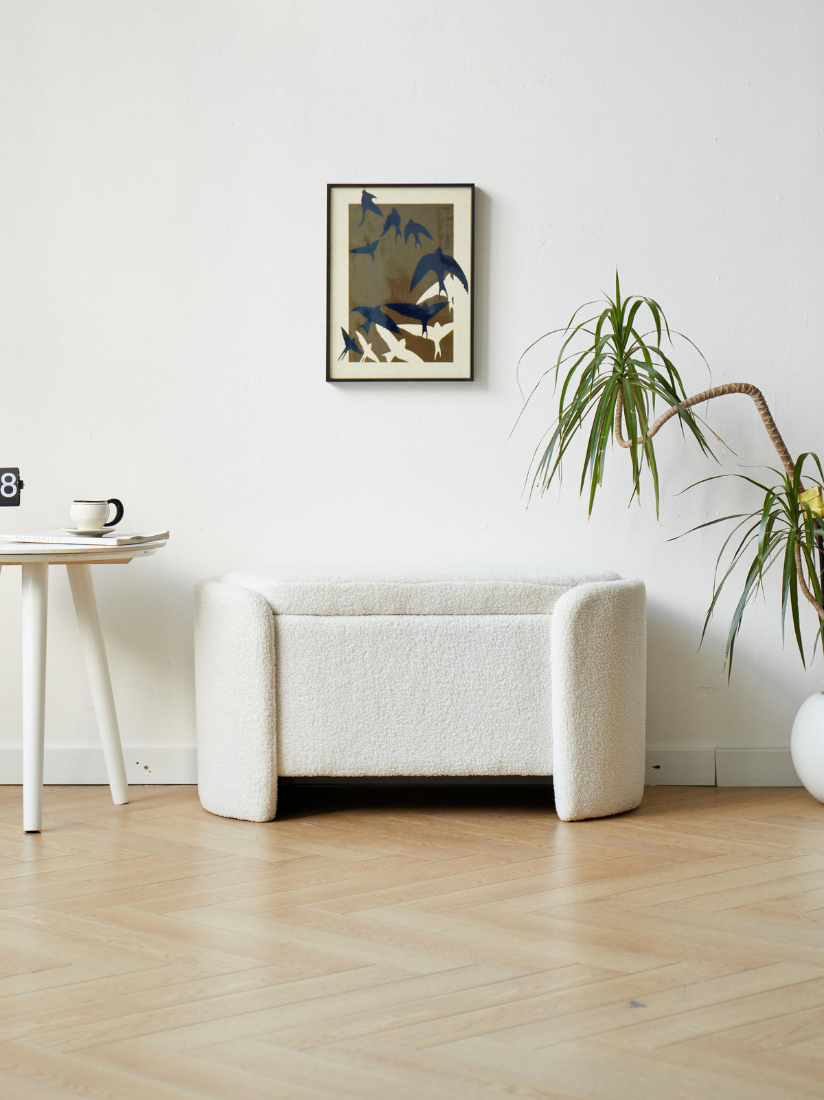 SITZBANK Wolle Weiß - Weiß, Textil (88/46/45cm) - Nordlys