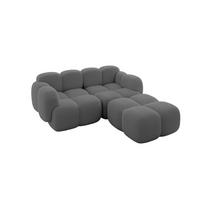 ECKSOFA modulares Sofa Rechts Miko-L1 214x205x75 Grau Bouclé - Chromfarben/Schwarz, Holzwerkstoff/Kunststoff (214/205cm) - ALTDECOR