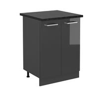 KÜCHENUNTERSCHRANK R-Line Anthrazit Hochglanz 60 cm , AP Anthrazit - Schwarz Hochglanz/Anthrazit, Holzwerkstoff (60/81.6/60cm) - Vicco