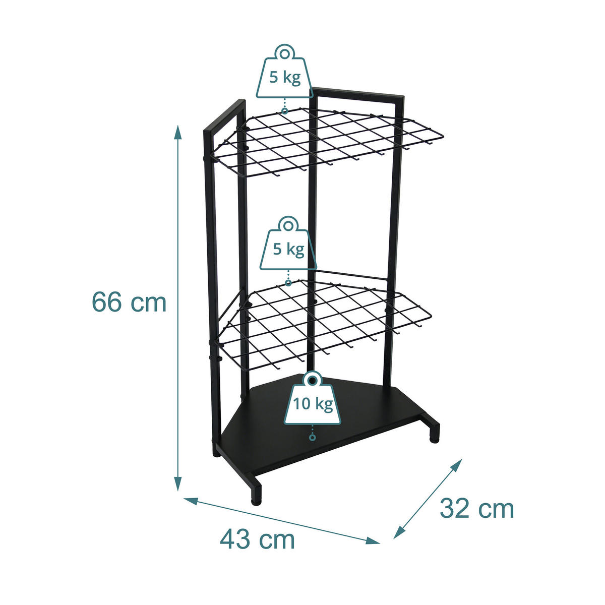 REDSKAPSSTÄLL Svart stål för 34 verktyg - Svart, Metall (43/66/32cm) - Relaxdays