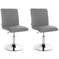 DREHSTUHL 2er Set Stoff grau - Chromfarben/Grau, Textil/Metall (44/81/60cm) - CLP