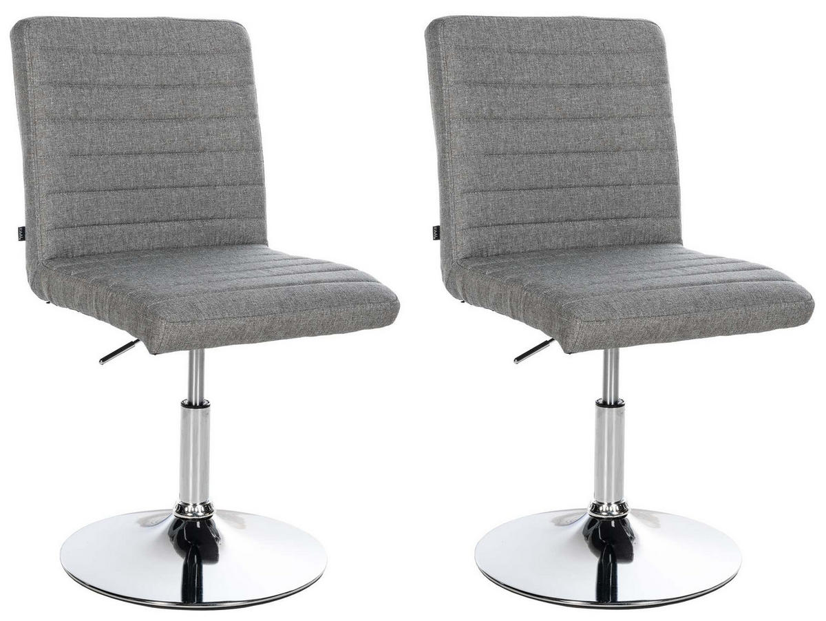 DREHSTUHL 2er Set Stoff grau - Chromfarben/Grau, Textil/Metall (44/81/60cm) - CLP