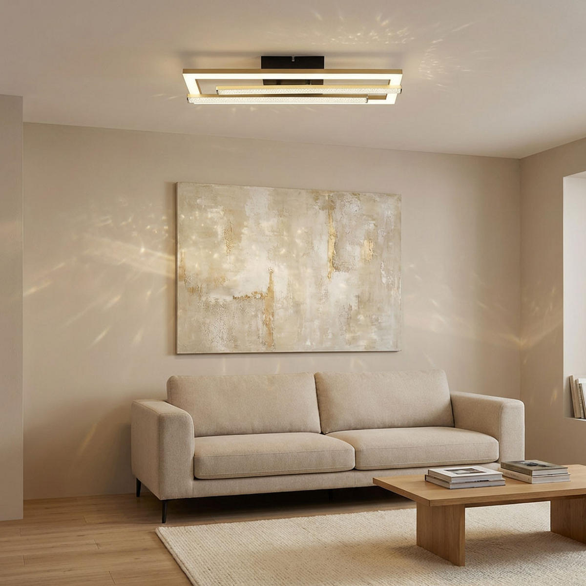 LED DECKENLEUCHTE Kristalle Gold Schwarz - Goldfarben, Kunststoff (40/37.5/6.3cm) - Globo Lighting