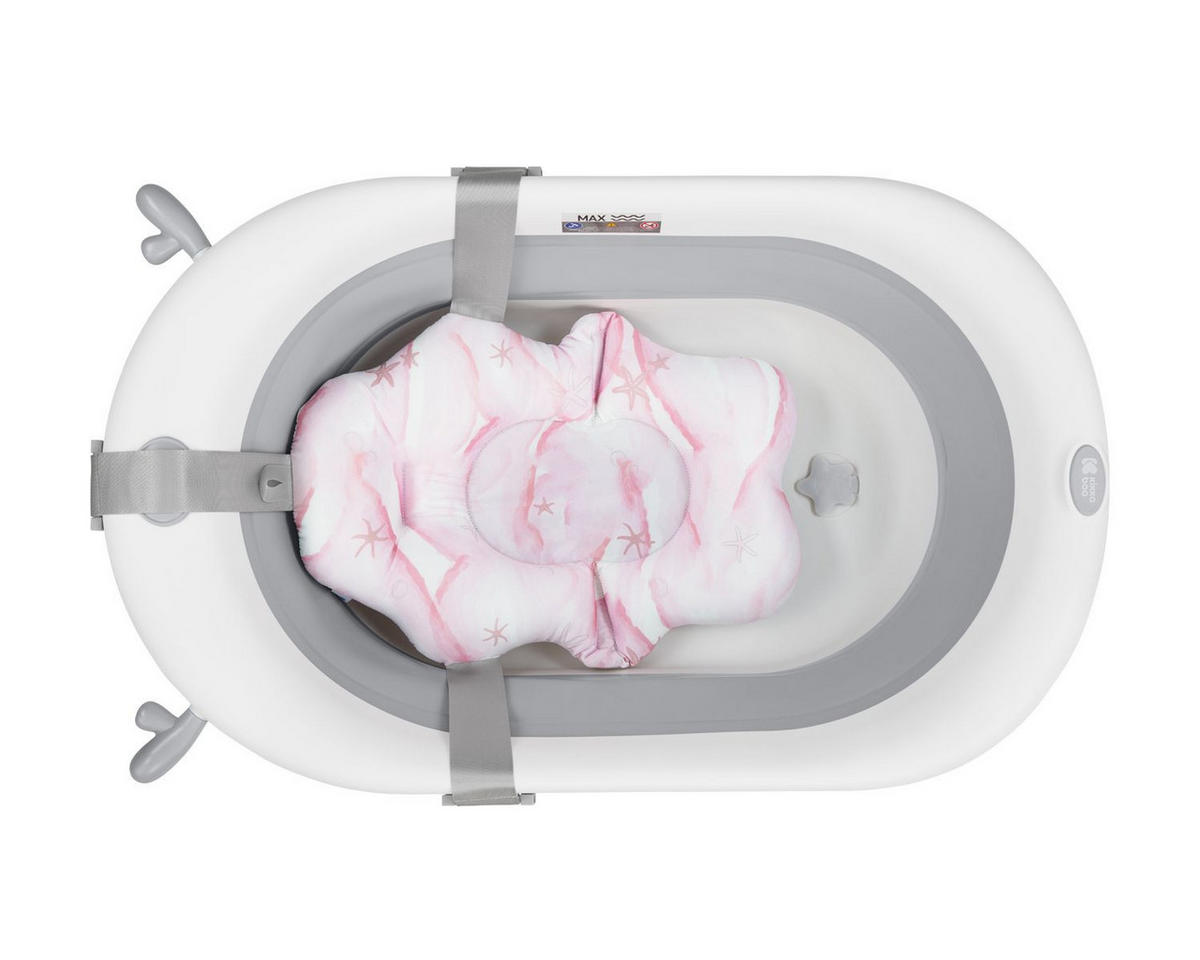 BADEKISSEN Nubo rosa weiß Wannenauflage Badehilfe Kunststoff-Clips ab Geburt - Pink, Kunststoff (34/49cm) - Kikka boo