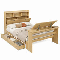 BETT mit Stauraum 140x200 cm Holz Natural 4-tlg. - Naturfarben, Holz (140/200cm) - Meubliv