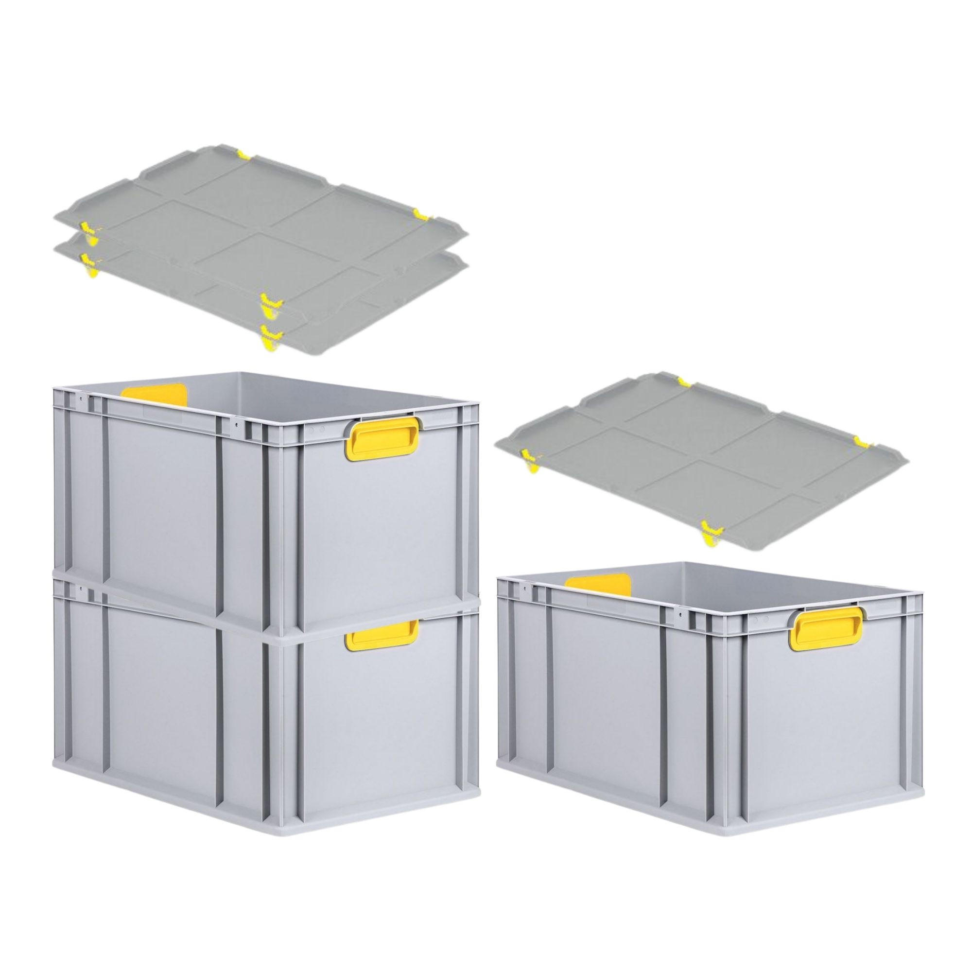 EUROBOX 3x Nextgen Color Mit Auflagedeckel 32x40x60cm Griffe Gelb Geschlossen - Gelb, Kunststoff (40/32/60cm) - PROREGAL