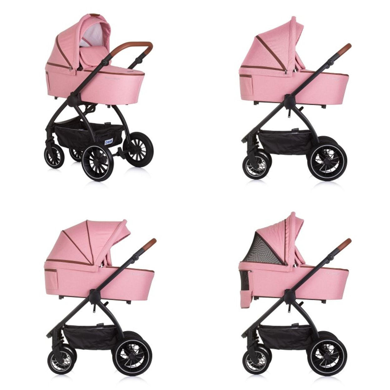 KOMBIKINDERWAGEN Prestige 3 in 1 rosa Babywanne Rucksack i-Size Babyschale - Rosa, Metall (85/59/123cm) - Chipolino
