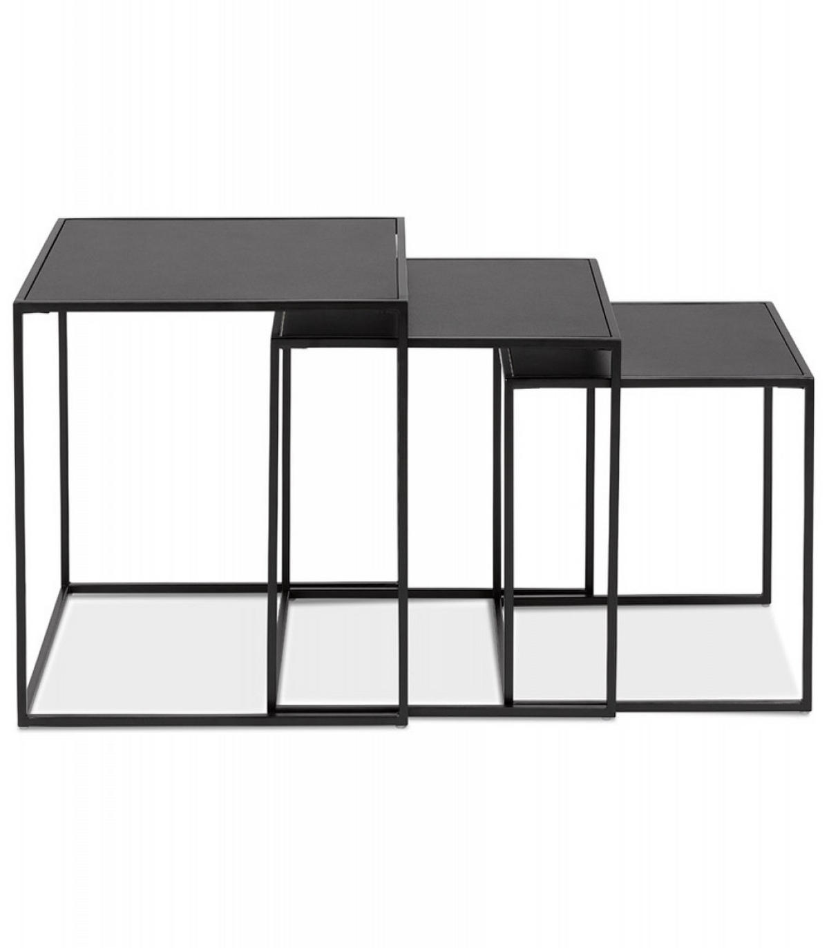 BEISTELLTISCH-SET Schwarz Holz Metall Stapelbar 50x50x50 45x45x45 40x40x40 cm - Schwarz, Holz/Metall (50/50/50cm) - KADIMA DESIGN