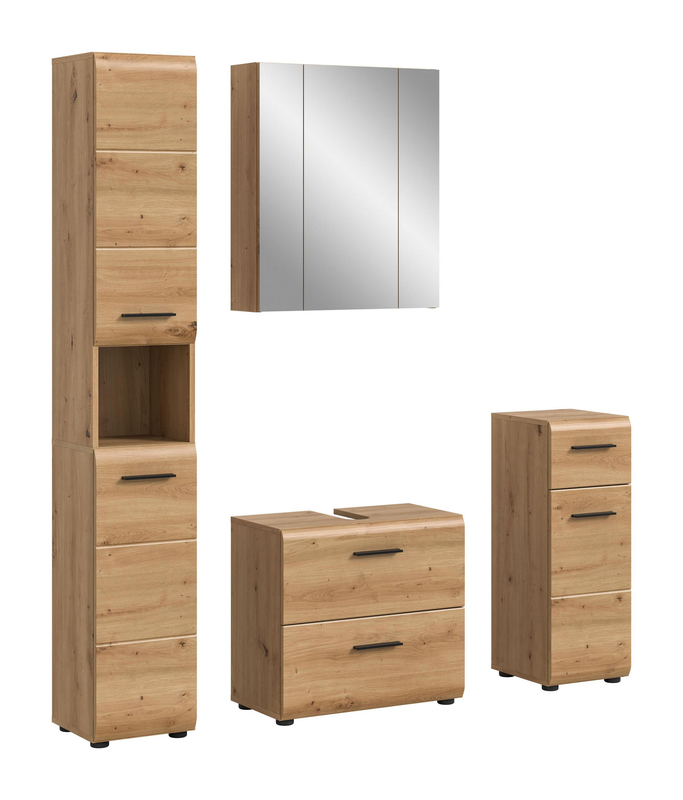 BAD-SET ICE 4-tlg. (B/H/T: ca. 150/185/30 cm) in Artisan Oak Nachbildung/Artisan Oak Nachbildung - Eiche Artisan, Holz (150/185/30cm)