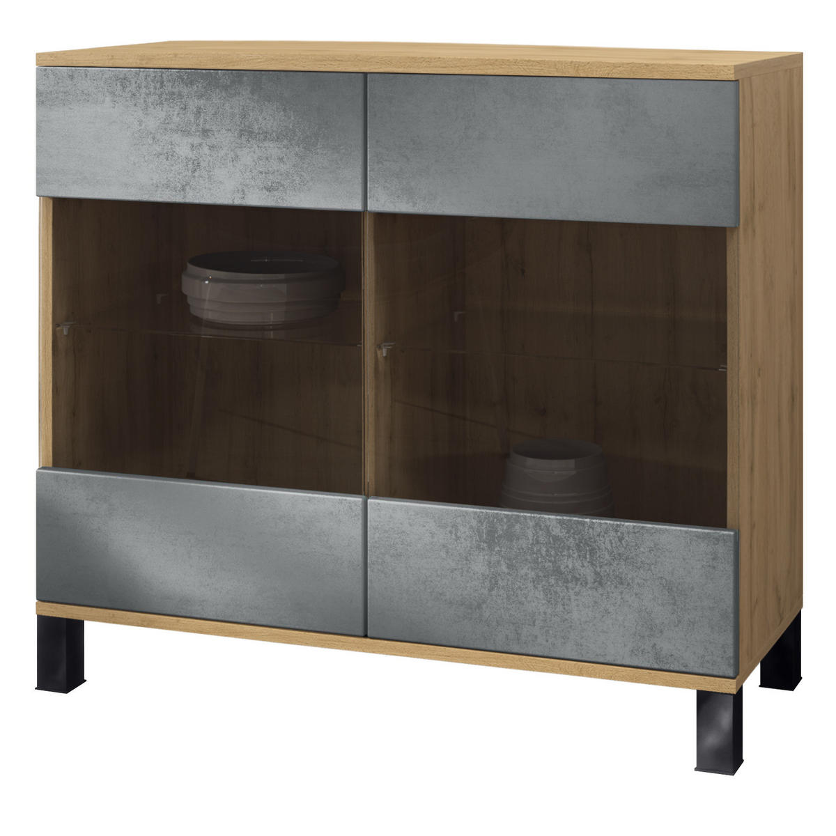 KOMMODE Bari Beton Dunkel Optik - Dunkelgrau, Holzwerkstoff (92.5/84.5/35cm) - Vladon