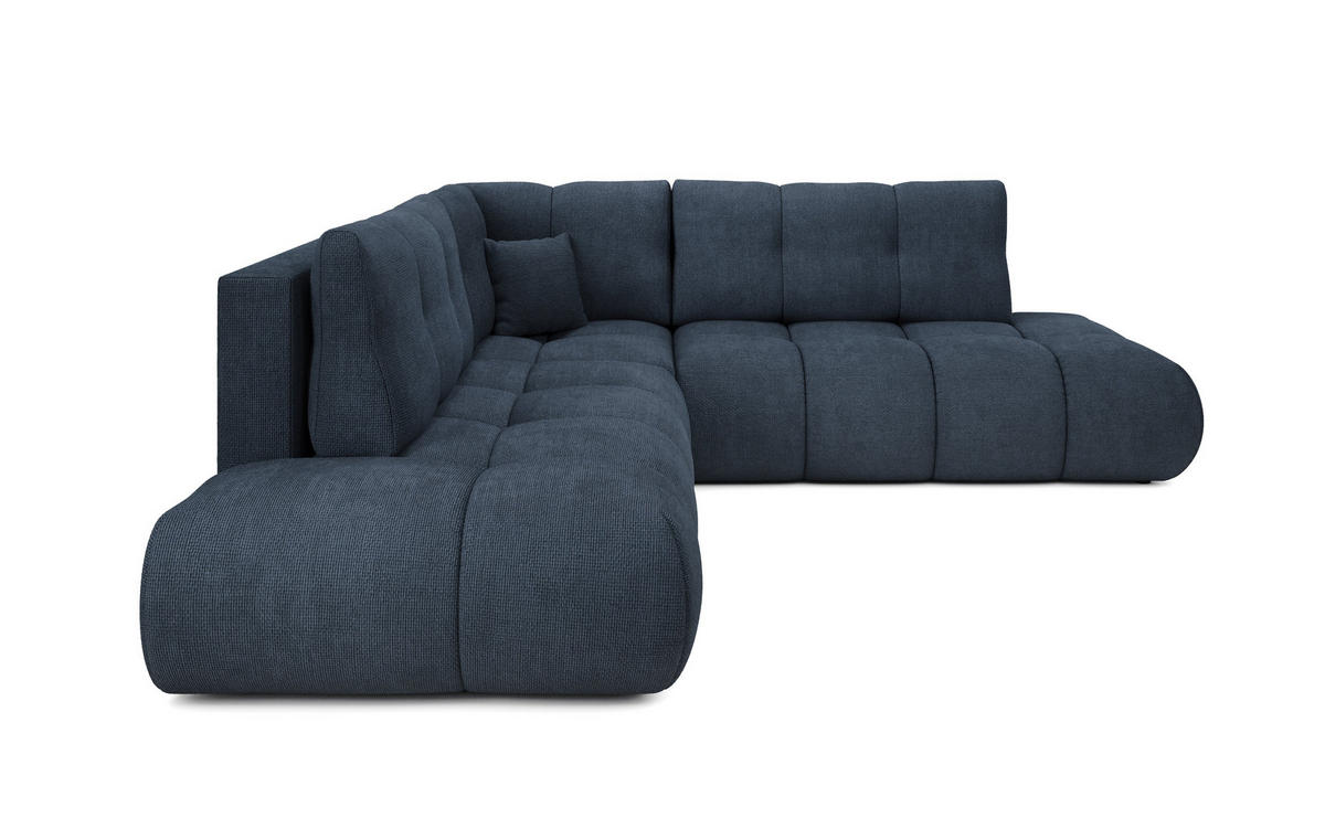 ECKSOFA DUCA II L-S Dunkelblau Chenille mit Schlaffunktion - Dunkelblau, Holz (266.5/266.5cm) - MASSENO