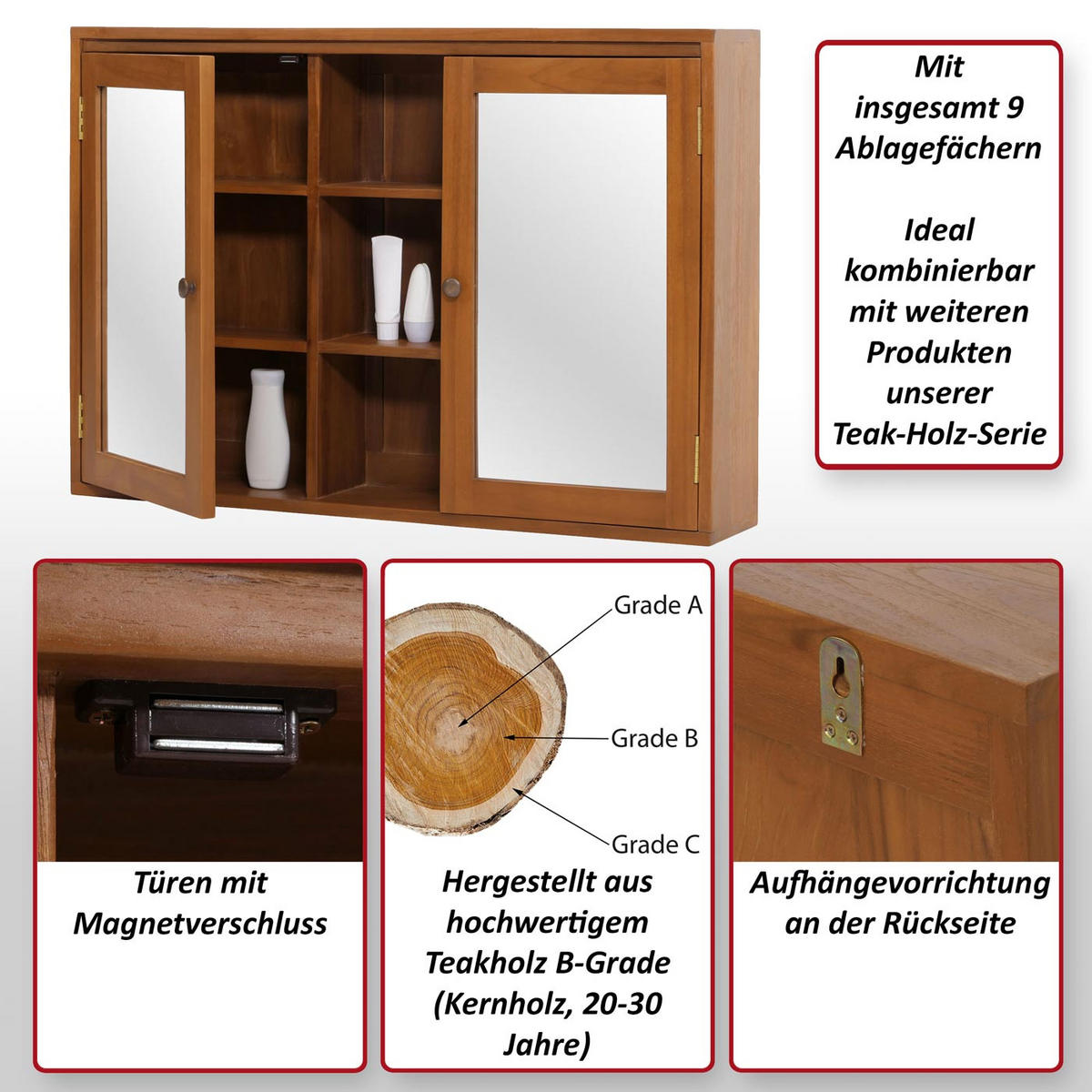 SPIEGELSCHRANK Braun - Braun, Holz (100/70/20cm) - MCW