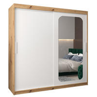 SCHWEBETÜRENSCHRANK 200/200/62 2-türig - Silberfarben/Weiß, Holz/Kunststoff (200/200/62cm) - Abiks Möbel
