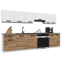 KUCHYNSKÁ linka Italia 2 240 cm, s pracovnou doskou, bielo-zlatohnedá matná - hnedá/biela, drevo (240/143/60cm) - B BELINI GROUP