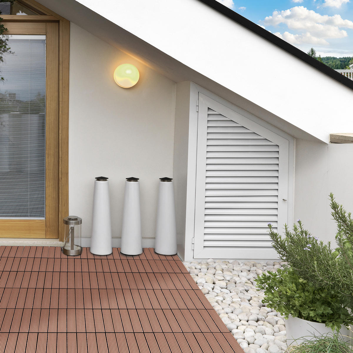 TERRASSENPLATTEN 11er-Set DE-13785 klickbar aus HDPE Hellbraun - Braun, Kunststoff (30/30/2.2cm) - ComfortXL