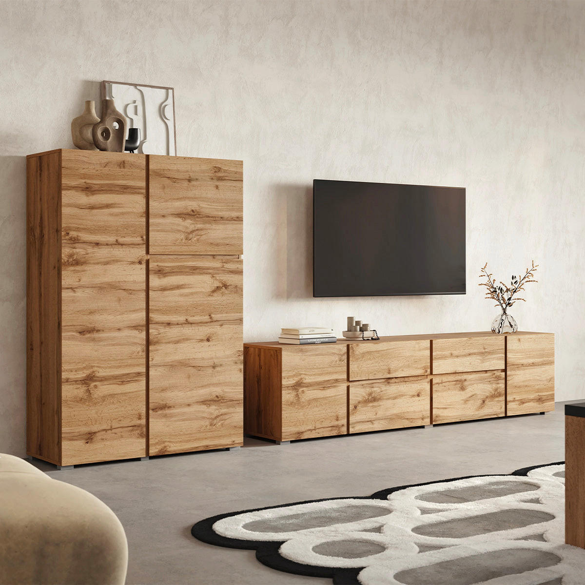 ŠIROKÁ KOMODA Maxis Drevo - hnedá, kompozitné drevo (92/139/40cm) - Petits-meubles
