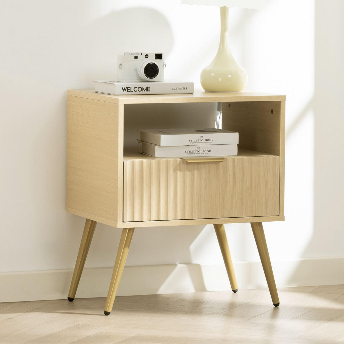 NACHTTISCH MERVAL Eiche - Eichefarben, Holzwerkstoff (50/60/40cm) - IDIMEX