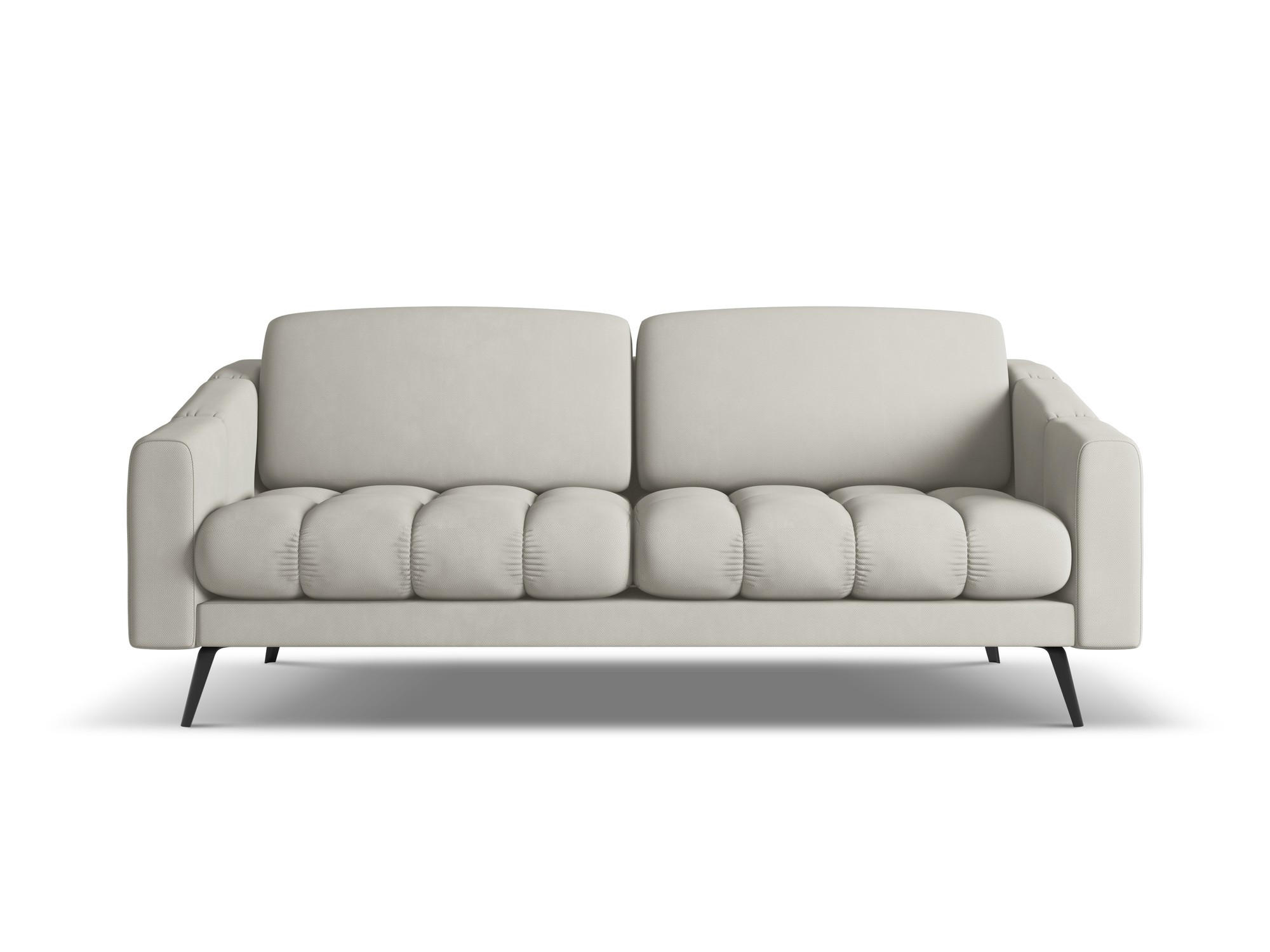 3-SITZER SOFA Chenille Stoff Beige - Beige/Schwarz, Textil/Metall (202/80/95cm) - Makamii