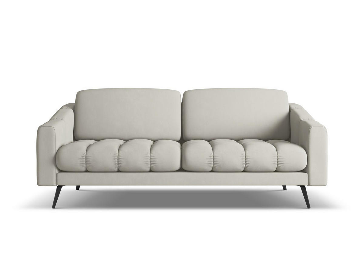 3-SITZER SOFA Chenille Stoff Beige - Beige/Schwarz, Textil/Metall (202/80/95cm) - Makamii