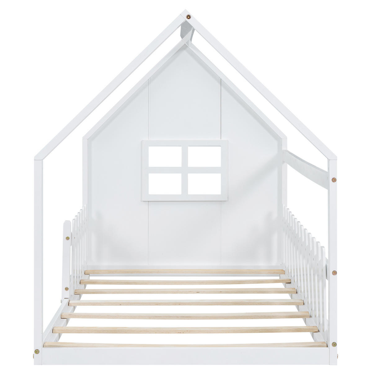 HAUSBETT 90/200 cm Weiß aus Kiefer mit minimalistischer Form - Weiß, Holz (90/200cm) - OKWISH