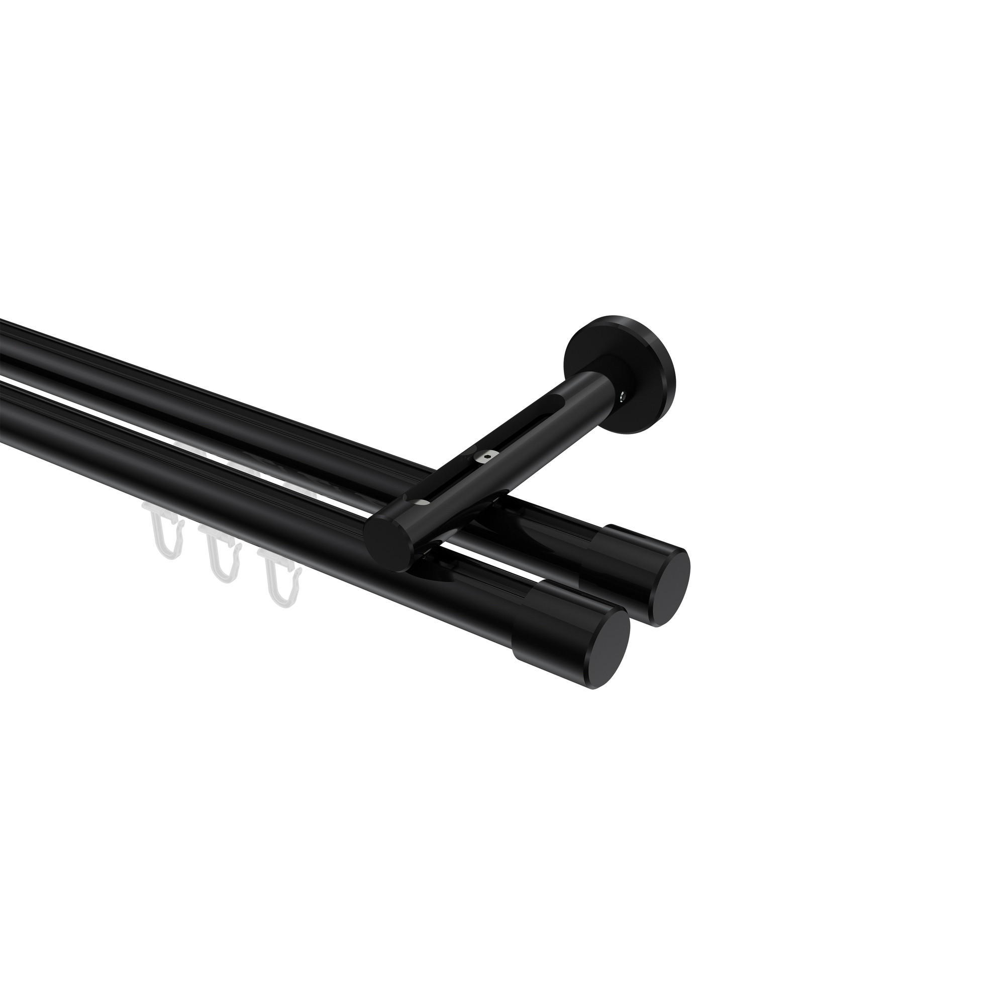 INNENLAUF-GARDINENSTANGEN-SET Siteno Santo 140 cm, 2-läufig, 20 mm Ø Schwarz - Schwarz, Metall (140cm) - INTERDECO
