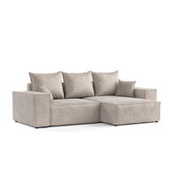 ECKSOFA SENSO mit Schlaffunktion Beige im Wind Stoff - Beige/Schwarz, Holz/Holzwerkstoff (255/148cm) - AltaBeds