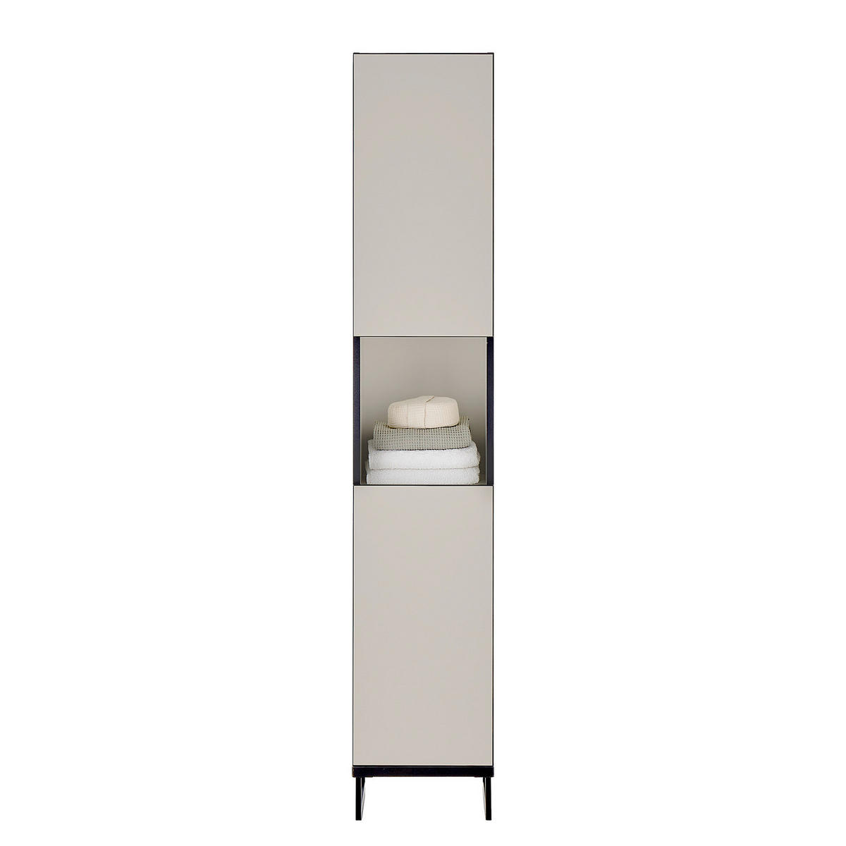 HOCHSCHRANK - Spanplatte - Kaschmir/Schwarz, Holzwerkstoff/Metall (30/162/31cm) - home24