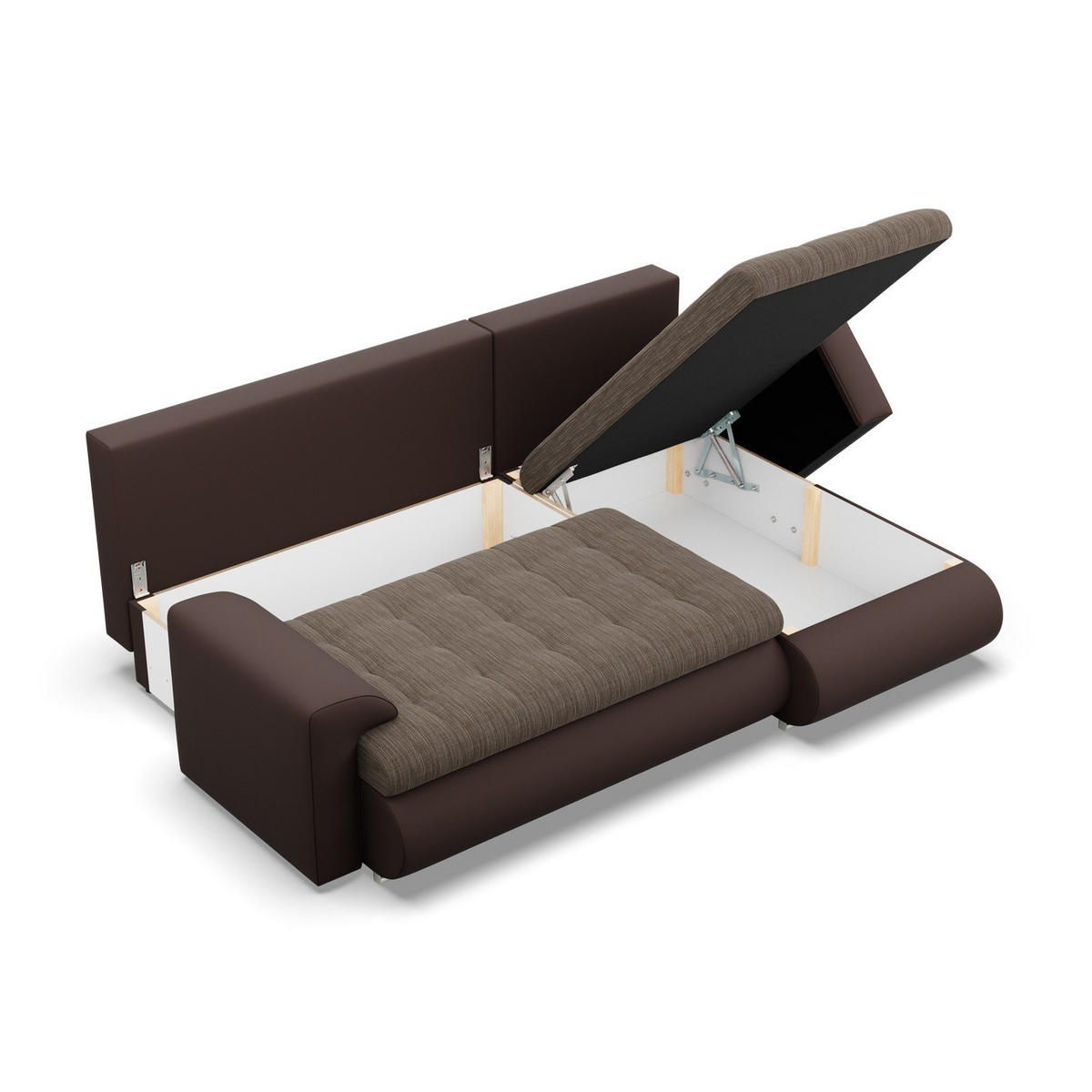 ECKSOFA RECHTS MIT SCHLAFFUNKTION FORESTA, Braun + Braun - Braun, Textil (230/159cm) - Mebligo