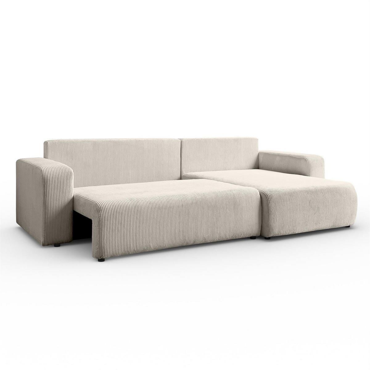 ECKSOFA Gepolstertes PRESTIGE XL mit Schlaffunktion und Bettkasten, Poso 100 - Ecru, Textil (277/143cm) - Lookway