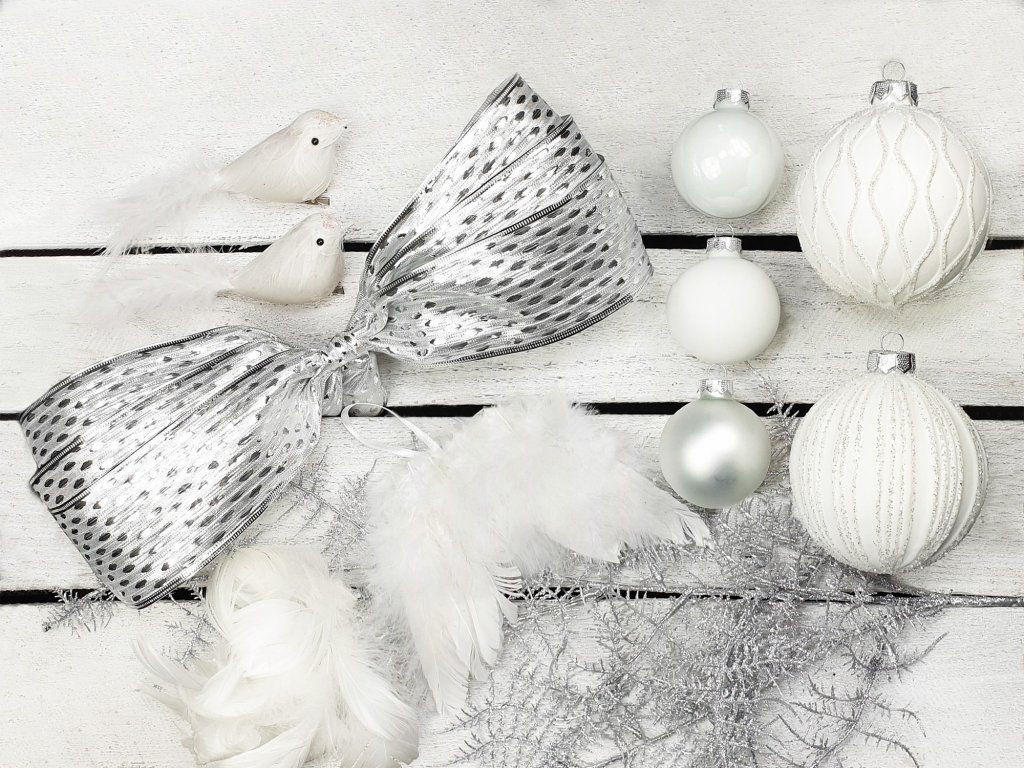 WEIHNACHTSBAUMSCHMUCK-SET SCHNEEKÖNIGIN 90-teilig, für Weihnachtsbäume 120–210 cm, inkl. Aufbewahrungsbox - Silberfarben/Weiß, Glas/Kunststoff (55/50/75cm) - LAALU