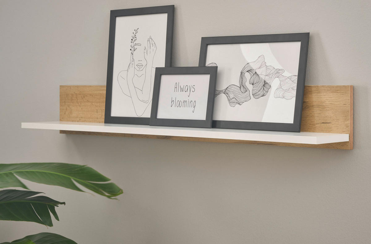 AKTENREGAL Weiß matt, Eiche Wotan 100 cm, Wandregal für Homeoffice und Büro - Eiche Wotan/Weiß, Holzwerkstoff (100/15/17cm) - Furn.Design