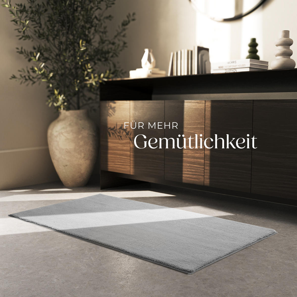 KURZFLORTEPPICH Soft Zone,rutschfeste Unterseite,grau - Grau, Kunststoff (150/80cm) - tectake