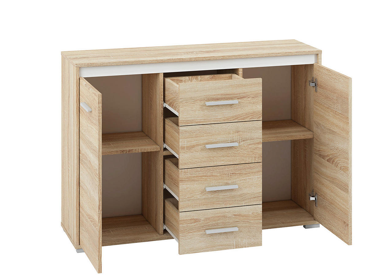 KOMMODE – AVO 14 – 120 cm – Avo – Sonoma Eiche / Weiß - Weiß/Sonoma Eiche, Holzwerkstoff (120/85/34cm) - hi-markt