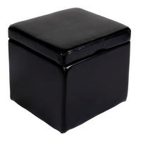 SITZHOCKER Schwarz - Schwarz, Leder (44/45/44cm) - MCW